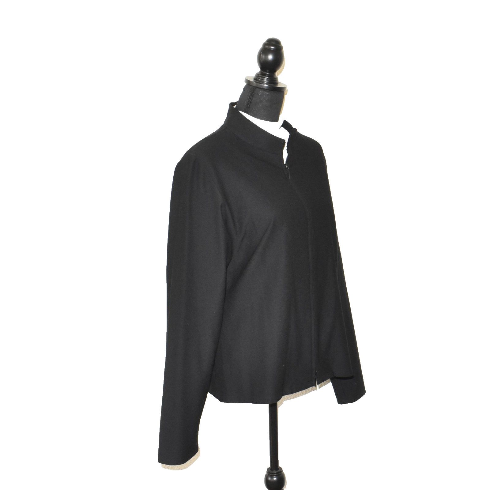Eileen Fisher EILEEN FISHER Black Viscose/Nylon Full Zip Front Jacket Sz L Size L / US 10 / IT 46 - 2 Thumbnail