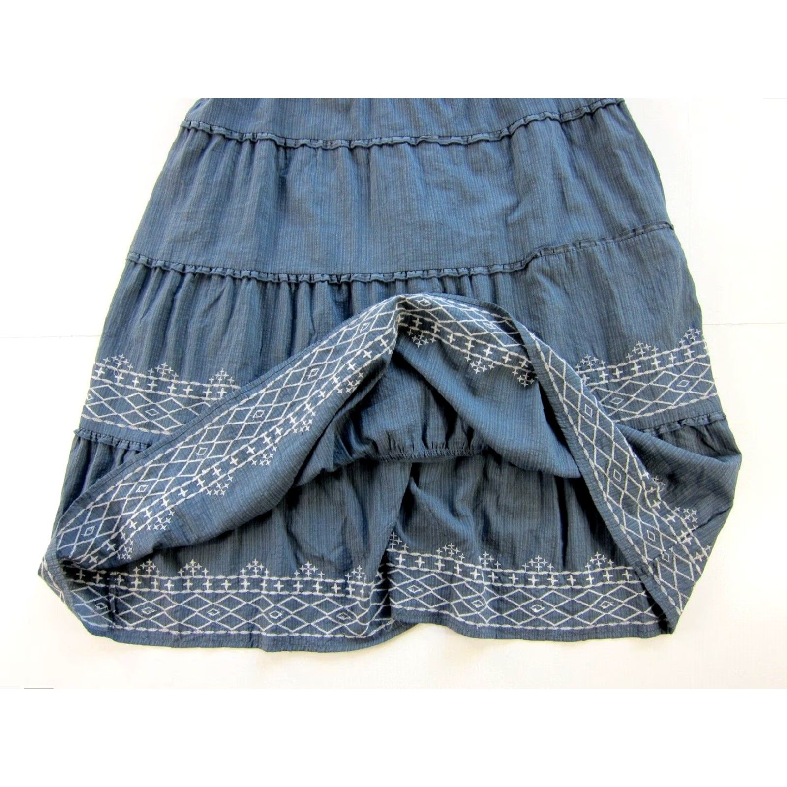 Vintage Knox Rose Cotton Blue White Embroidered Pocket Long Maxi Tank Dress XL Size XL / US 12-14 / IT 48-50 - 5 Thumbnail