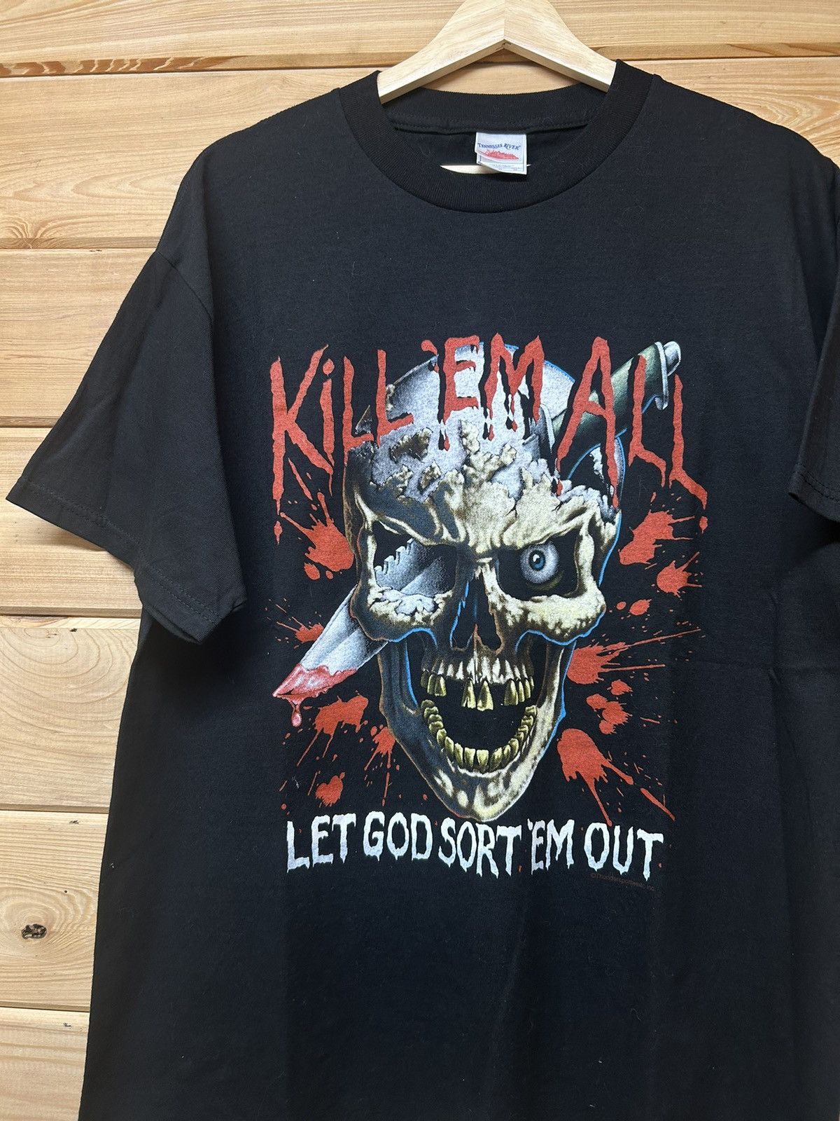 Vintage Vintage Early Y2K Kill ‘Em All Skull Blood Splatter T Shirt Size US L / EU 52-54 / 3 - 2 Thumbnail