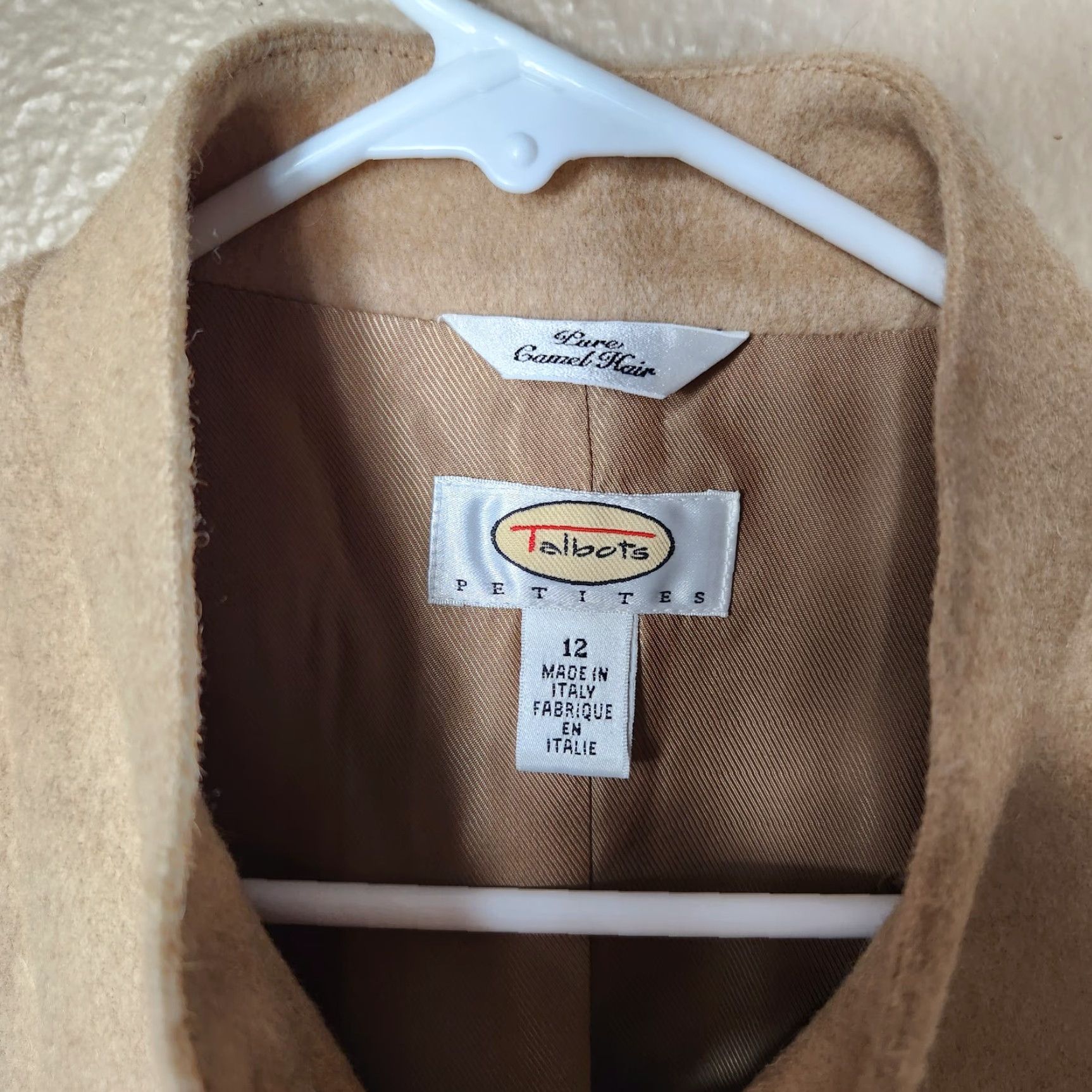 Talbots VINTAGE Talbots Petite 100% Camel Hair Tan Buttonfront Office Jacket-Size 12P Jacket Womens 90s Minimalist Beige City Teacher Classic 12P Size XL / US 12-14 / IT 48-50 - 4 Thumbnail