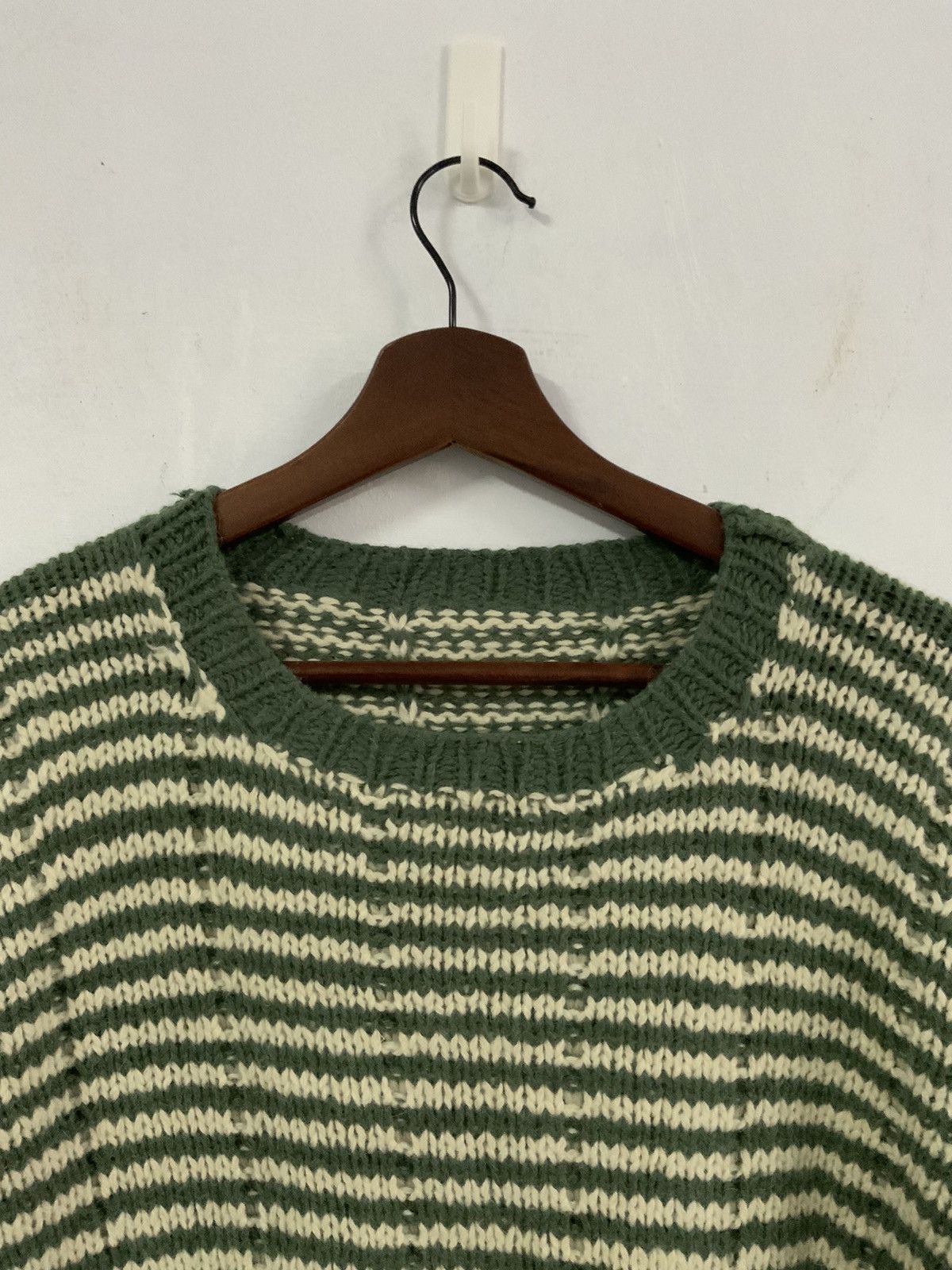 Handmade Striped Avant Garde Handmade Cross Stitch Knit Sweater Size US M / EU 48-50 / 2 - 5 Thumbnail