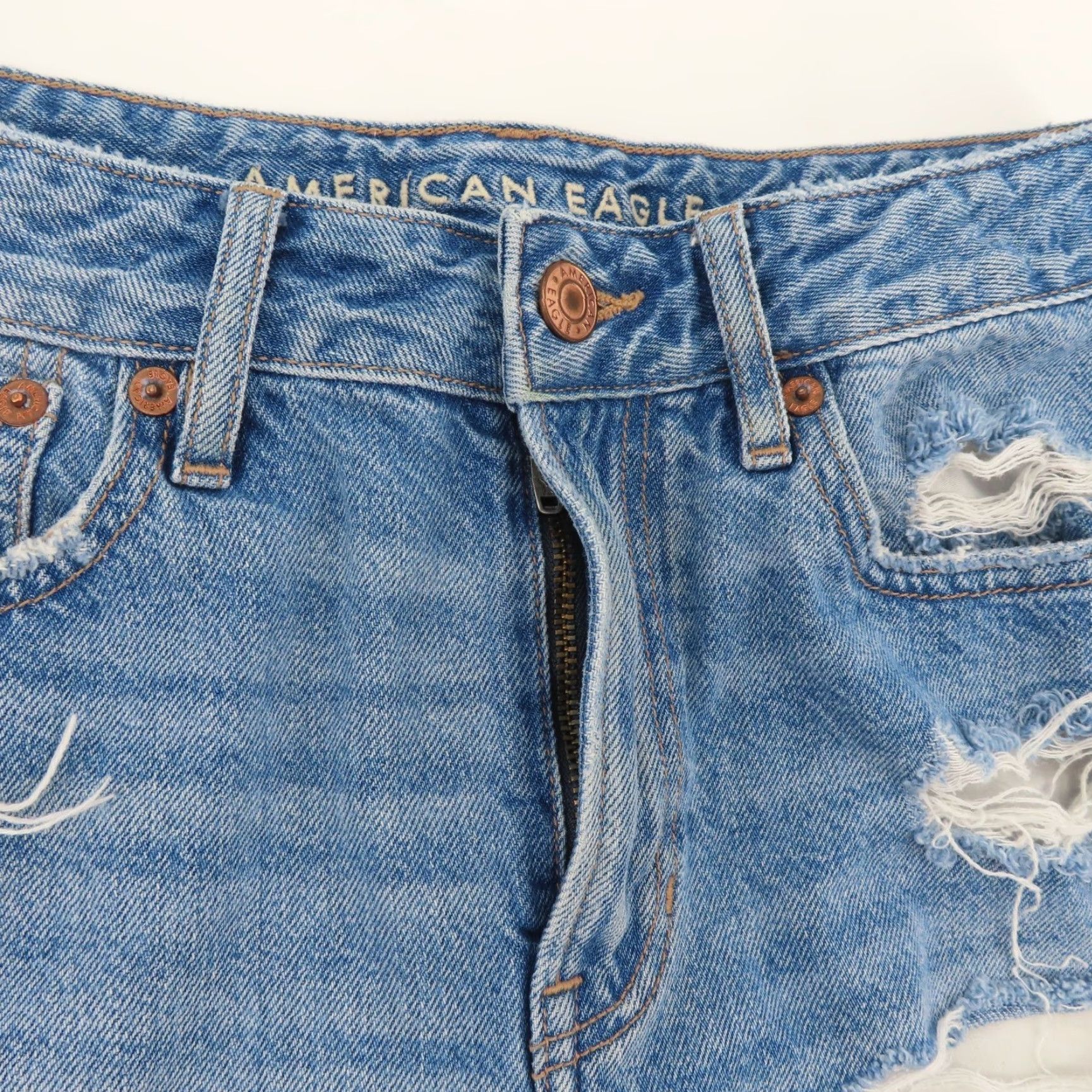 American Eagle Outfitters VINTAGE American Eagle Outfitters Women Tomgirl Short Blue Distressed Denim Jean Cotton Size 26" / US 2 / IT 38 - 3 Thumbnail