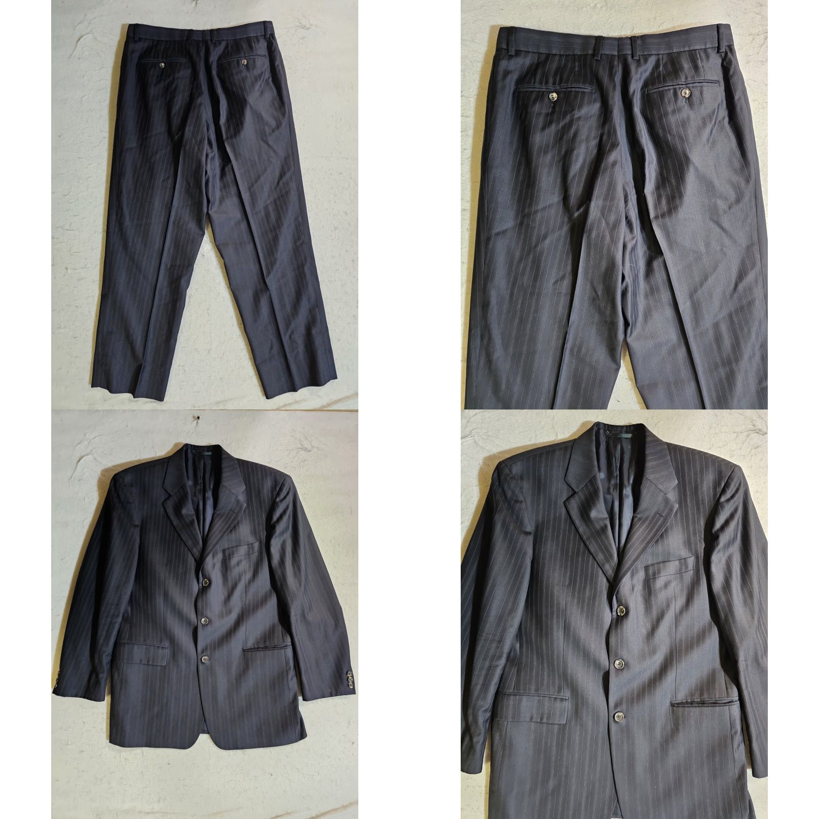 Hugo Boss HUGO BOSS Classic 2 Pc Lucca Lanificio Cerruti Blue Pin Suit Mens 44 34x28 Striped Size 44R - 9 Thumbnail