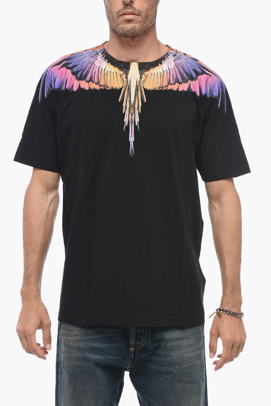Marcelo Burlon og1mm0824 Crewneck Cotton T-Shirt in Black Size US XS / EU 42 / 0 - 1 Thumbnail