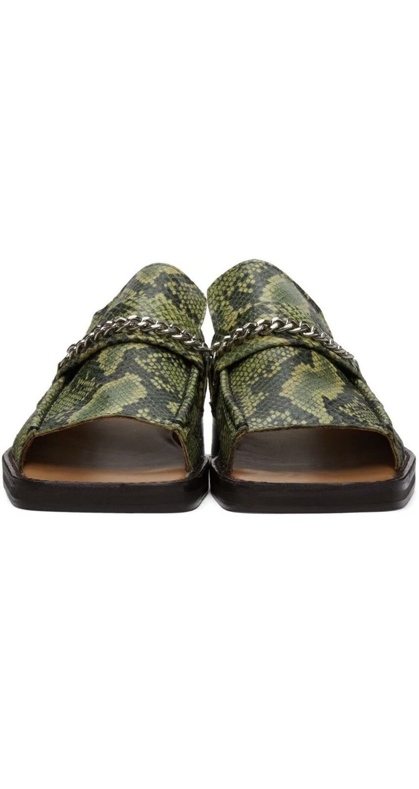 Martine Rose New Rare Open Square Toe Green Snakeskin Slip On Loafer Mule Size US 9 / EU 42 - 5 Thumbnail