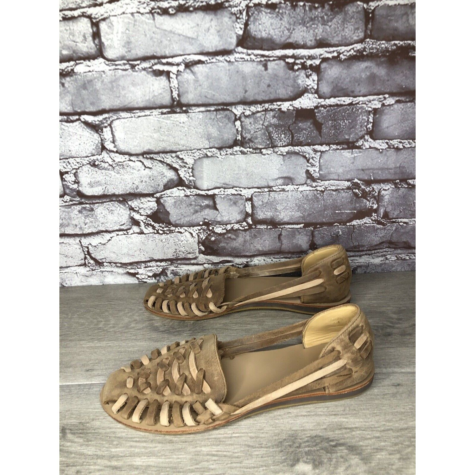 Nisolo NISOLO Tan Brown Huarache Leather Weaves Flats Sandals Women Size US 10 / IT 40 - 17 Thumbnail