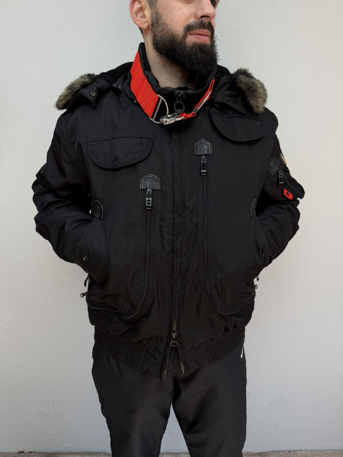 If Six Was Nine Vintage Rick Owens Vibe Black Bomber Jacket Faux Fur Collar Size US L / EU 52-54 / 3 - 3 Thumbnail