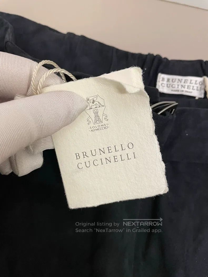 Brunello Cucinelli Brunello Cucinelli Deep Navy Leather High Waisted Trousers Size 27" / US 4 / IT 40 - 6 Thumbnail