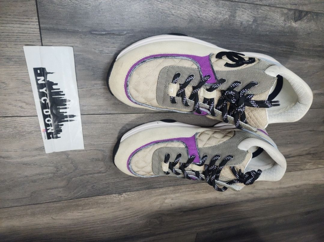 Chanel Dm Best offer today Chanel CC Trainer Low Tan Purple Size US 13 / EU 46 - 7 Thumbnail