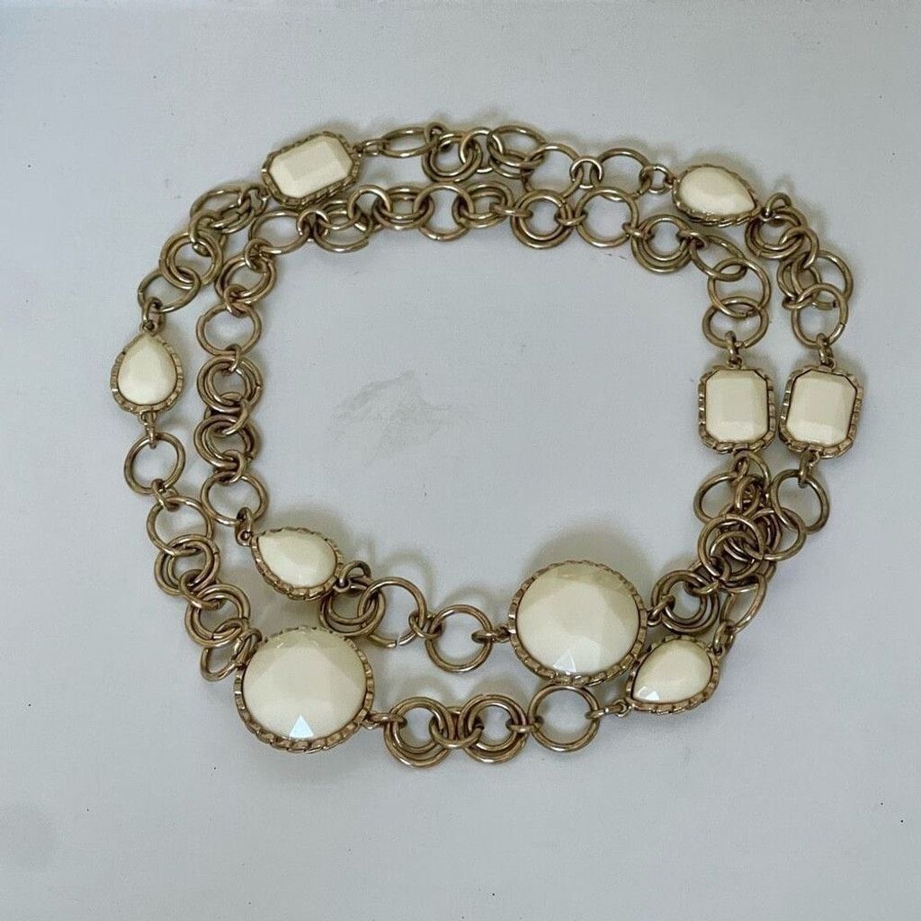 J.Crew J. Crew Cream Medallion Wide Link Gold Toned Necklace Womens Size ONE SIZE - 4 Thumbnail