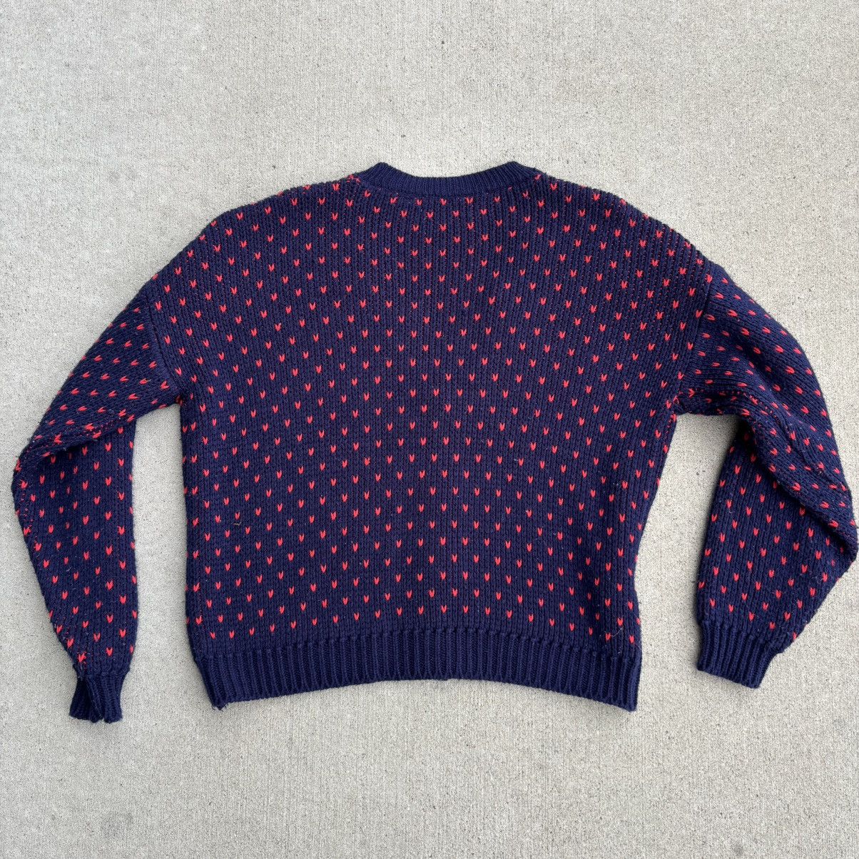 Vintage Vintage Repeating Heart Knit Cardigan Size L / US 10 / IT 46 - 4 Thumbnail