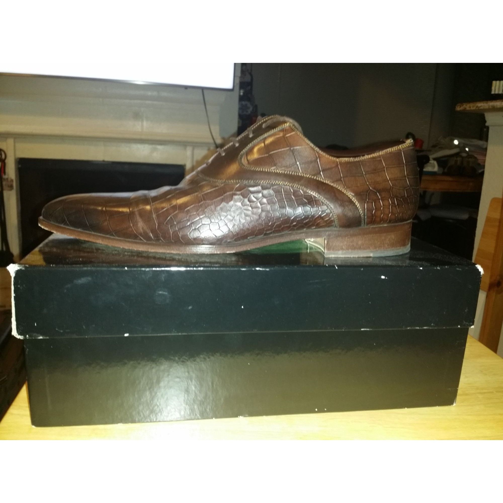 Magnanni Magnanni Samson Croc Skin Oxford Shoes Sz 12 M Men Embossed Size US 12 / EU 45 - 1 Thumbnail