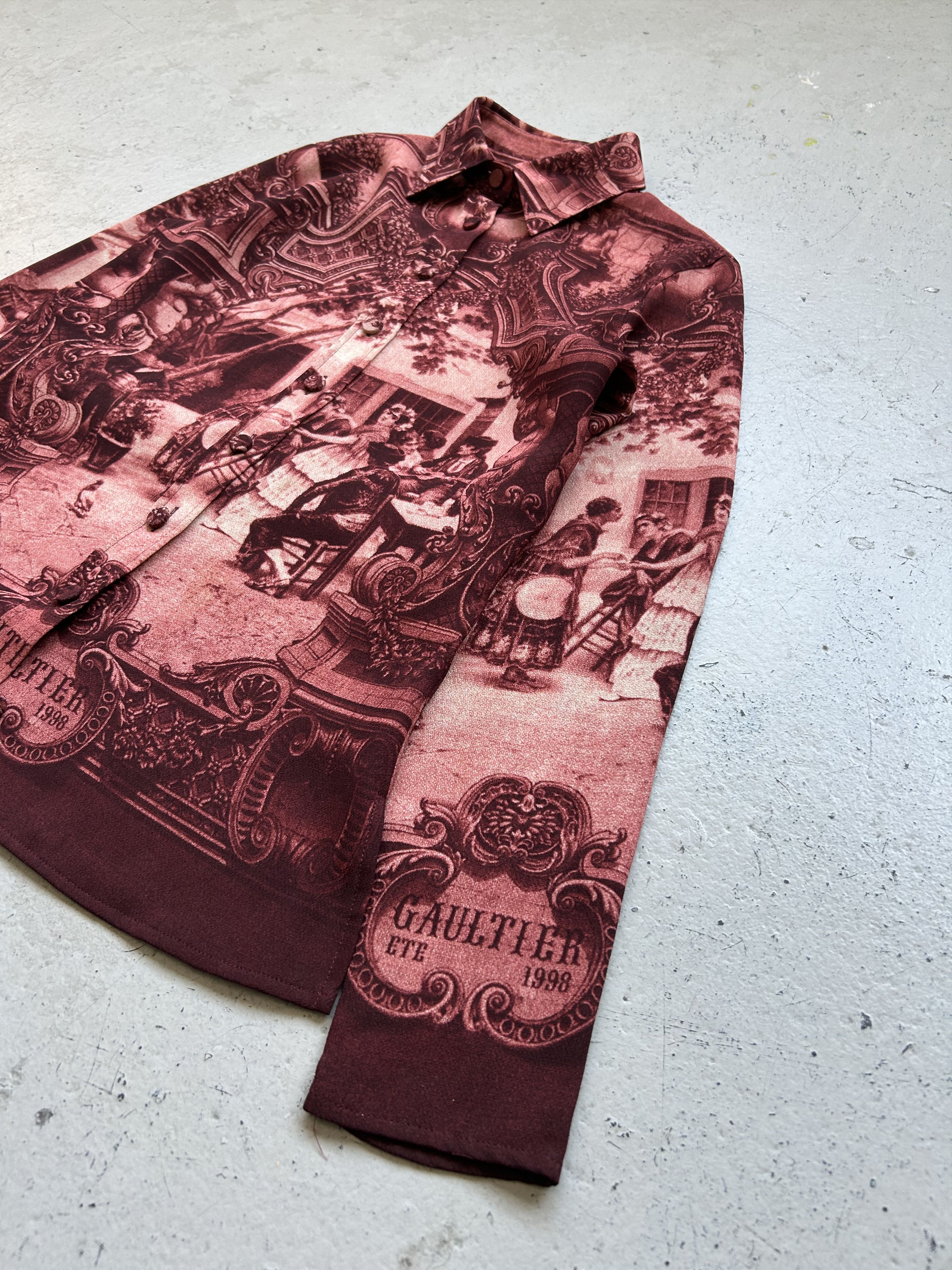 Jean Paul Gaultier Jean Paul Gaultier SS98 Maroon Print Button Up Size S / US 4 / IT 40 - 2 Thumbnail