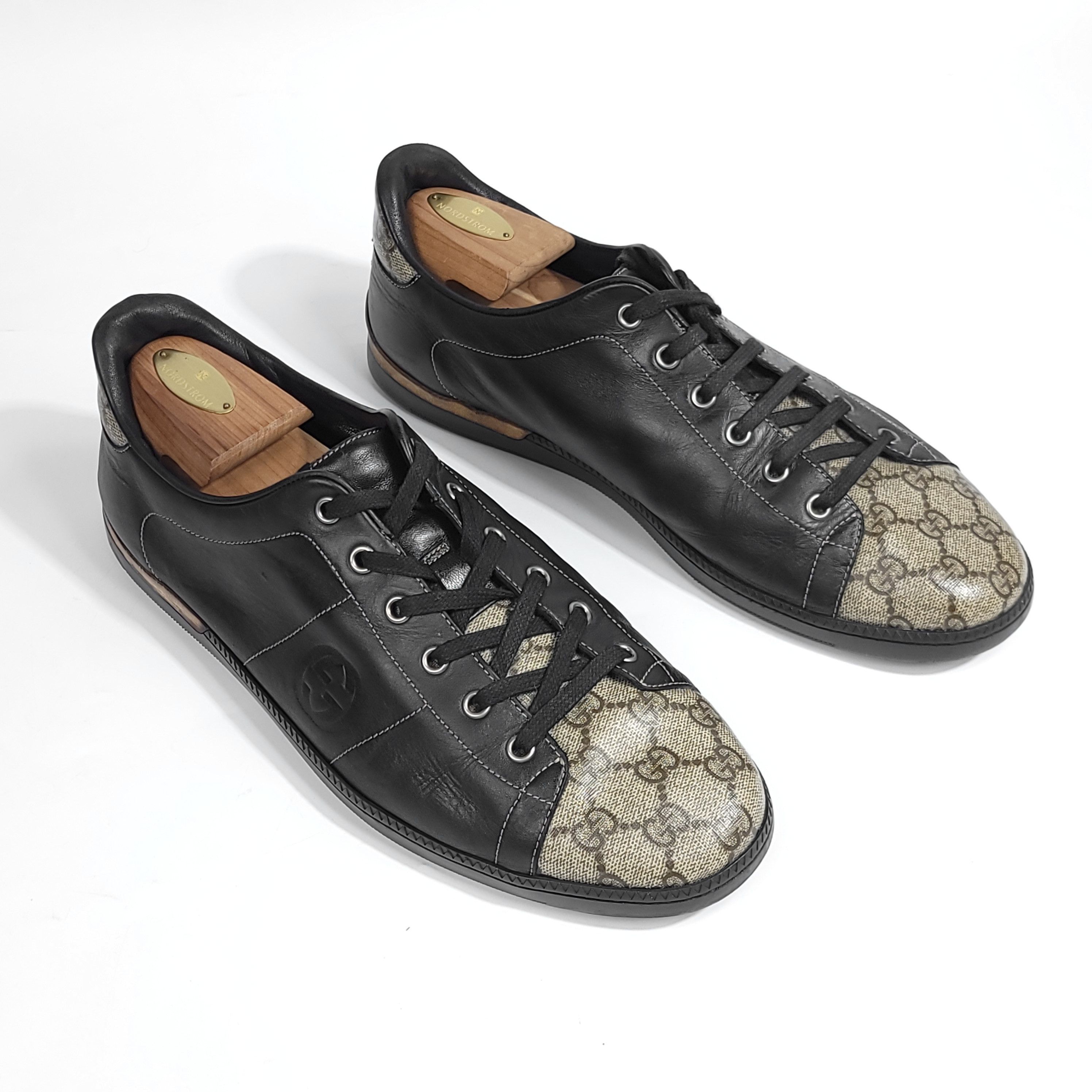 GUCCI GG Monogram Low Top Leather Sneakers Men's 10