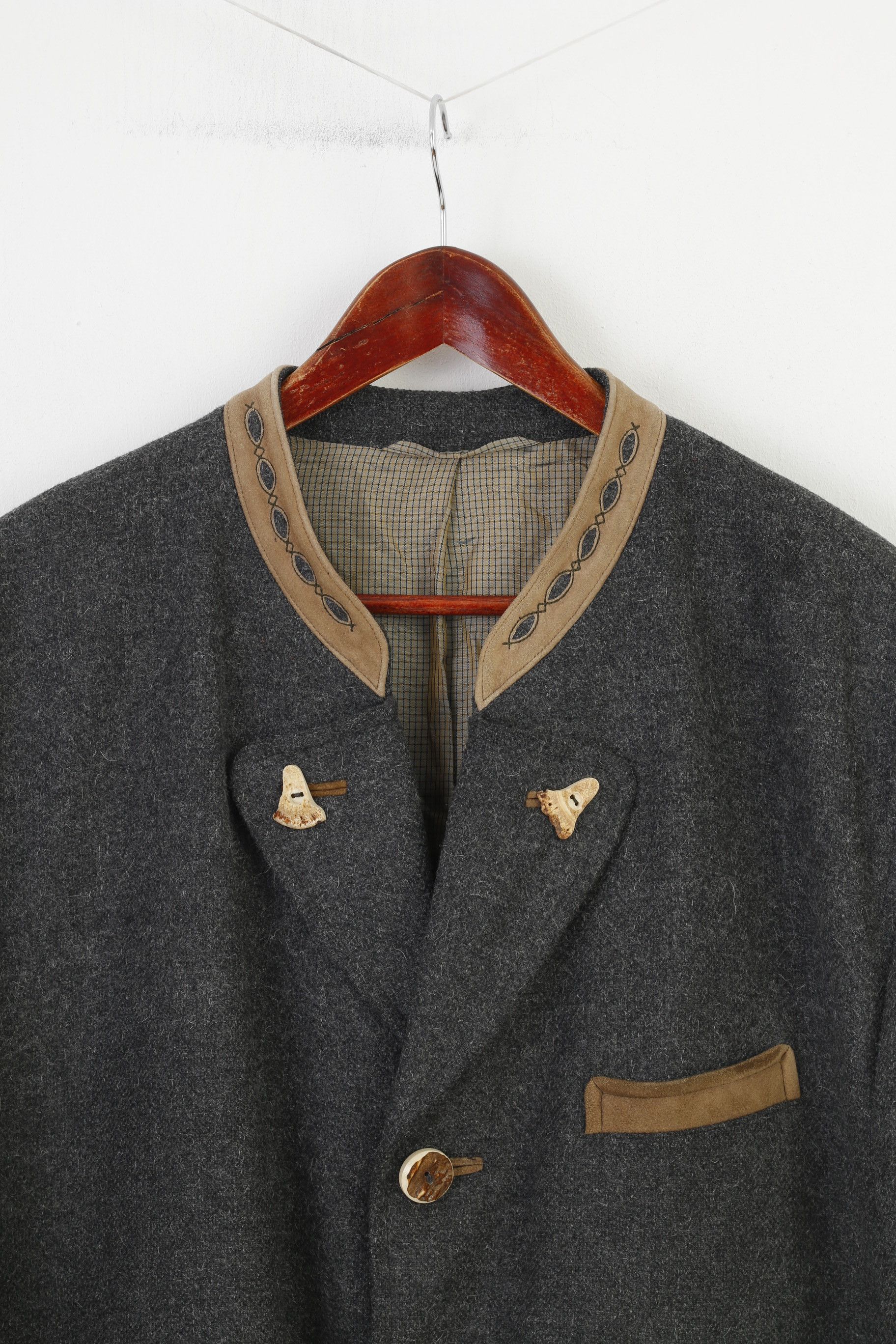Vintage Lodenfrey Men 56 Blazer Wool Grey Vintage Tyrol 2123 Size 46R - 2 Thumbnail