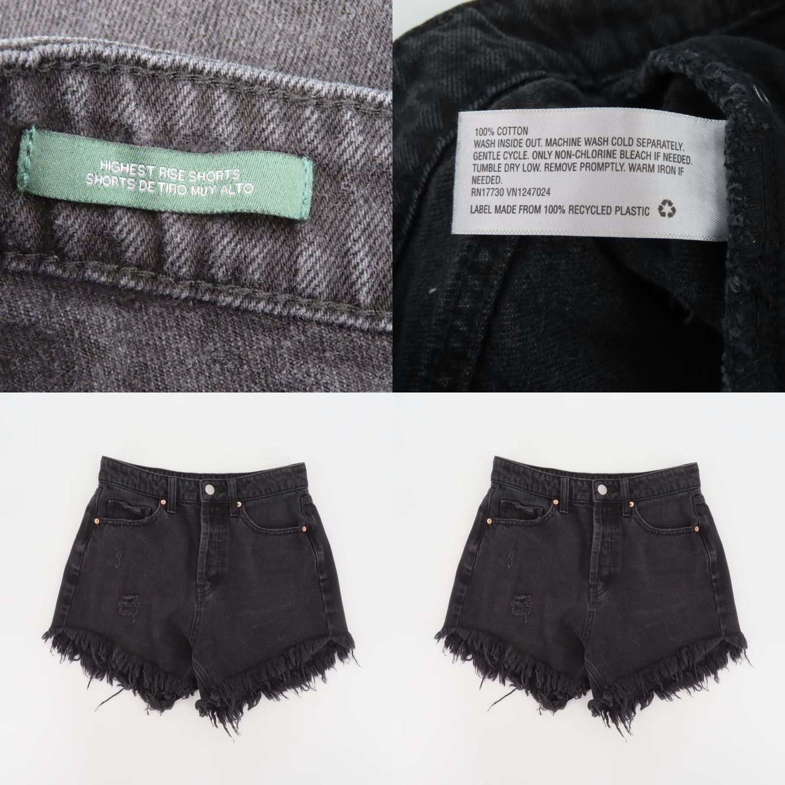 Vintage VINTAGE not applicable; use original: Wild Fable Women 2 Highest Rise Shorts Black Denim Cut-Off Shorts Rise High Button Fly 5-Pocket Size 26" / US 2 / IT 38 - 8 Thumbnail
