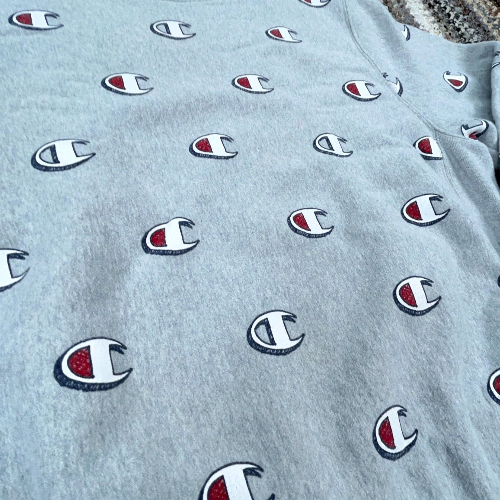 Champion Champion Sweatshirt Men Medium Gray Crew Neck Reverse Weave All Over Print AOP* Size US M / EU 48-50 / 2 - 5 Thumbnail
