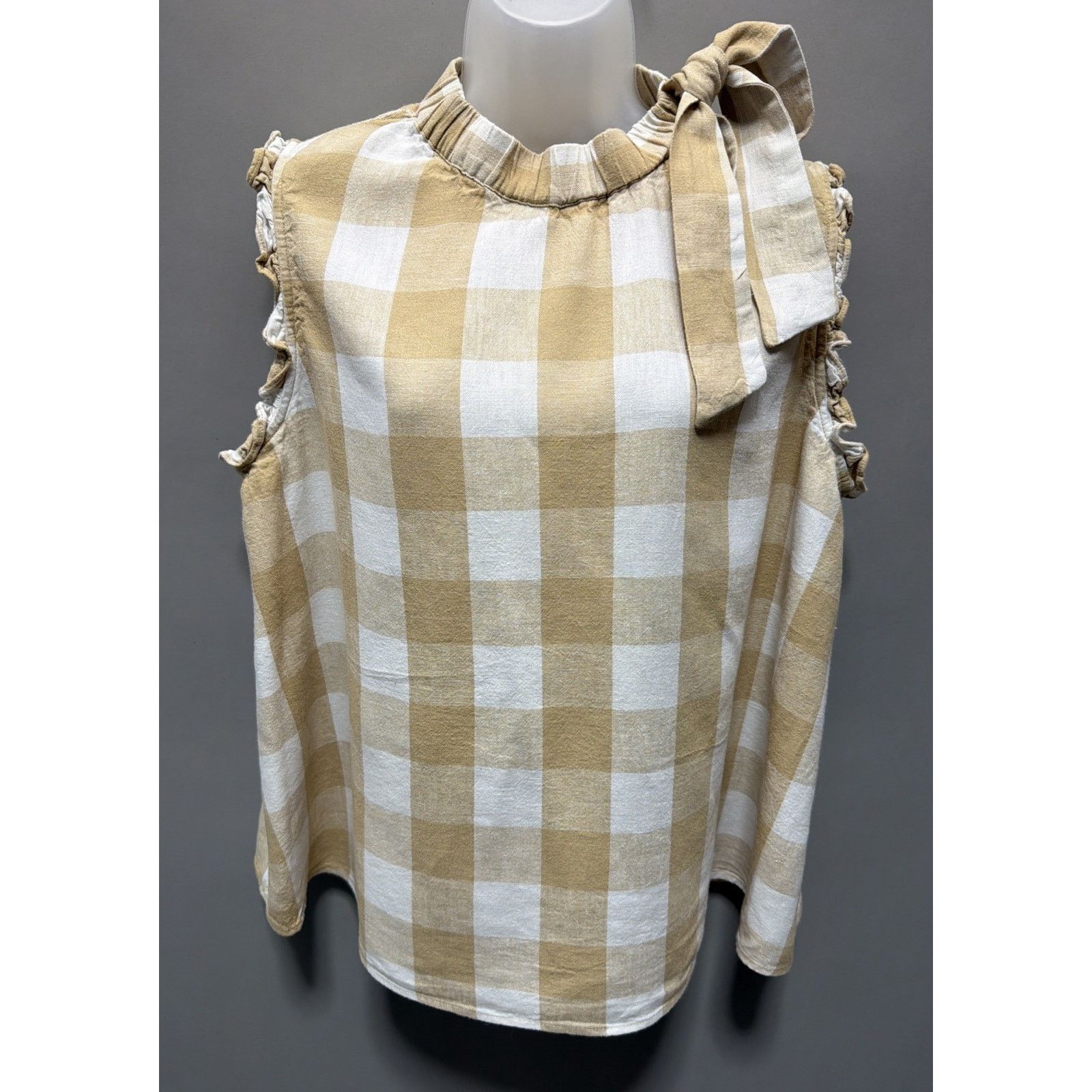 WhoWhat Who What Wear Women's Plaid Linen Sleeveless Sz XXL Beige Size XXL / US 16-18 / IT 52-54 - 1 Thumbnail