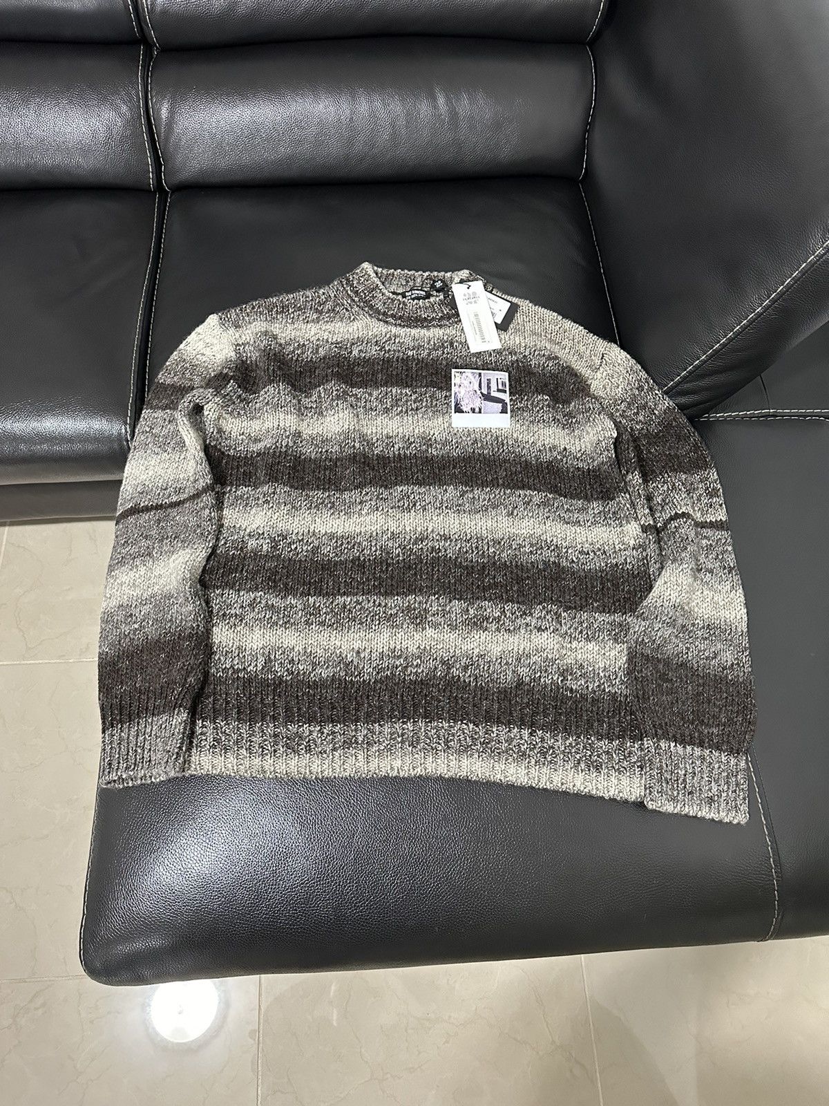 Raf Simons Striped Sweater Polaroid Patch 2020 2021 Size M