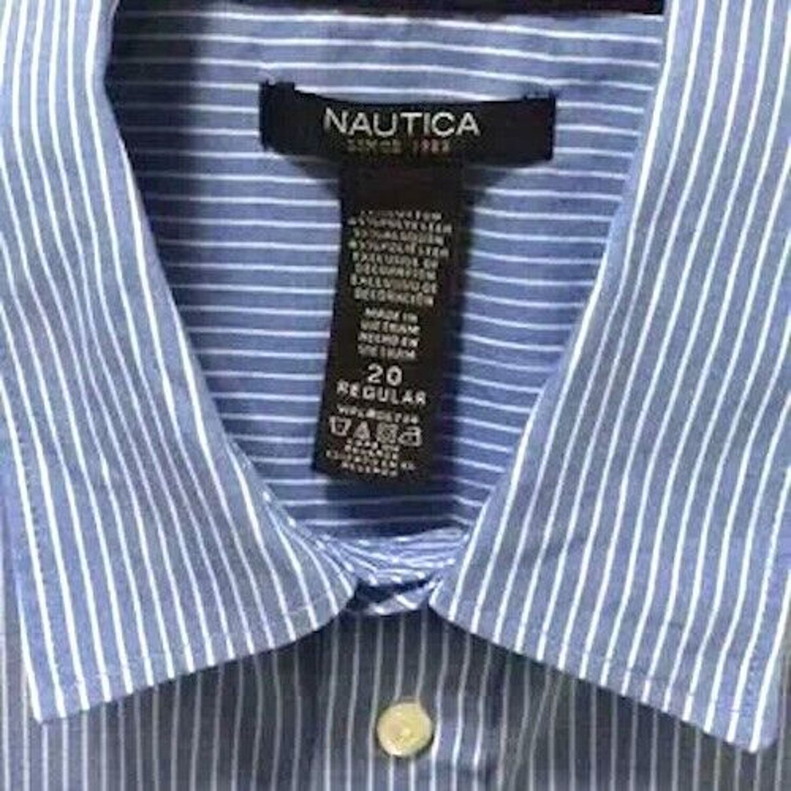 Nautica Nautica Boys Blue Striped Button Down Dress Shirt. Size US M / EU 48-50 / 2 - 2 Thumbnail