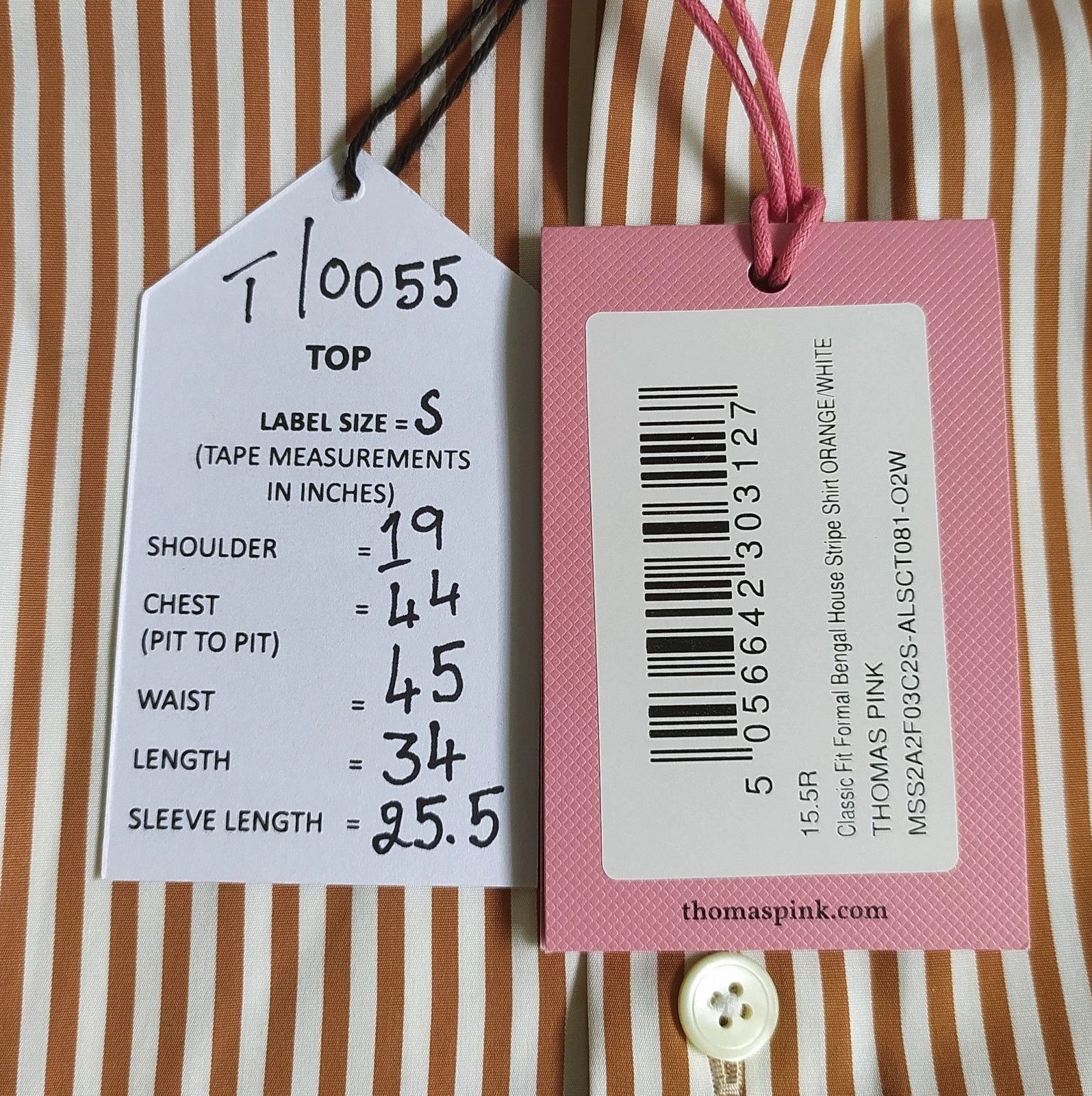 Thomas Pink Thomas Pink ClassicFit Bengal Stripe Formal Shirt T0055 Size US S / EU 44-46 / 1 - 5 Thumbnail