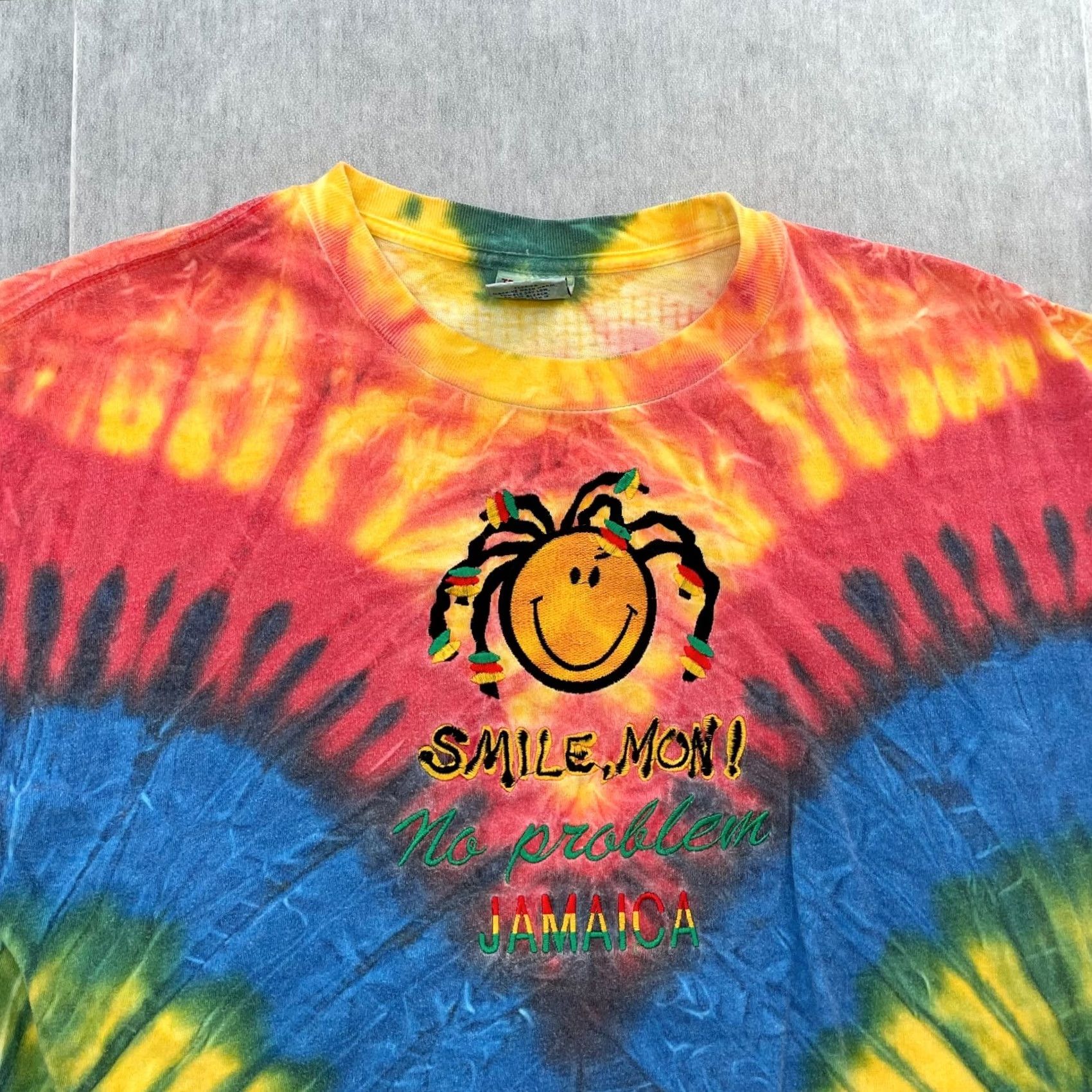 Vintage VINTAGE Jamaica Shirt Adult Medium Tie Dye Smile Mon Embroidered Mens M 90s Size US M / EU 48-50 / 2 - 2 Thumbnail