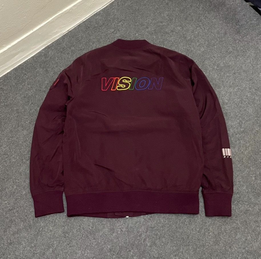 Vision Streetwear VSW Burgundy Bomber Jacket With Rainbow Embroidered Spellout Size US M / EU 48-50 / 2 - 1 Thumbnail