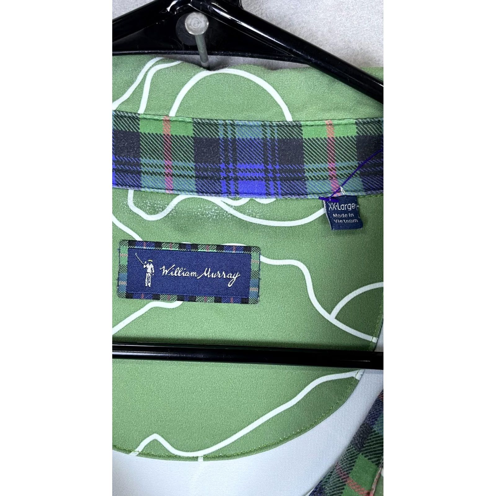 Vintage William Murray Golf Polo Shirt Mens 2XL Green Print Short Sleeve Performance Size US XXL / EU 58 / 5 - 2 Thumbnail