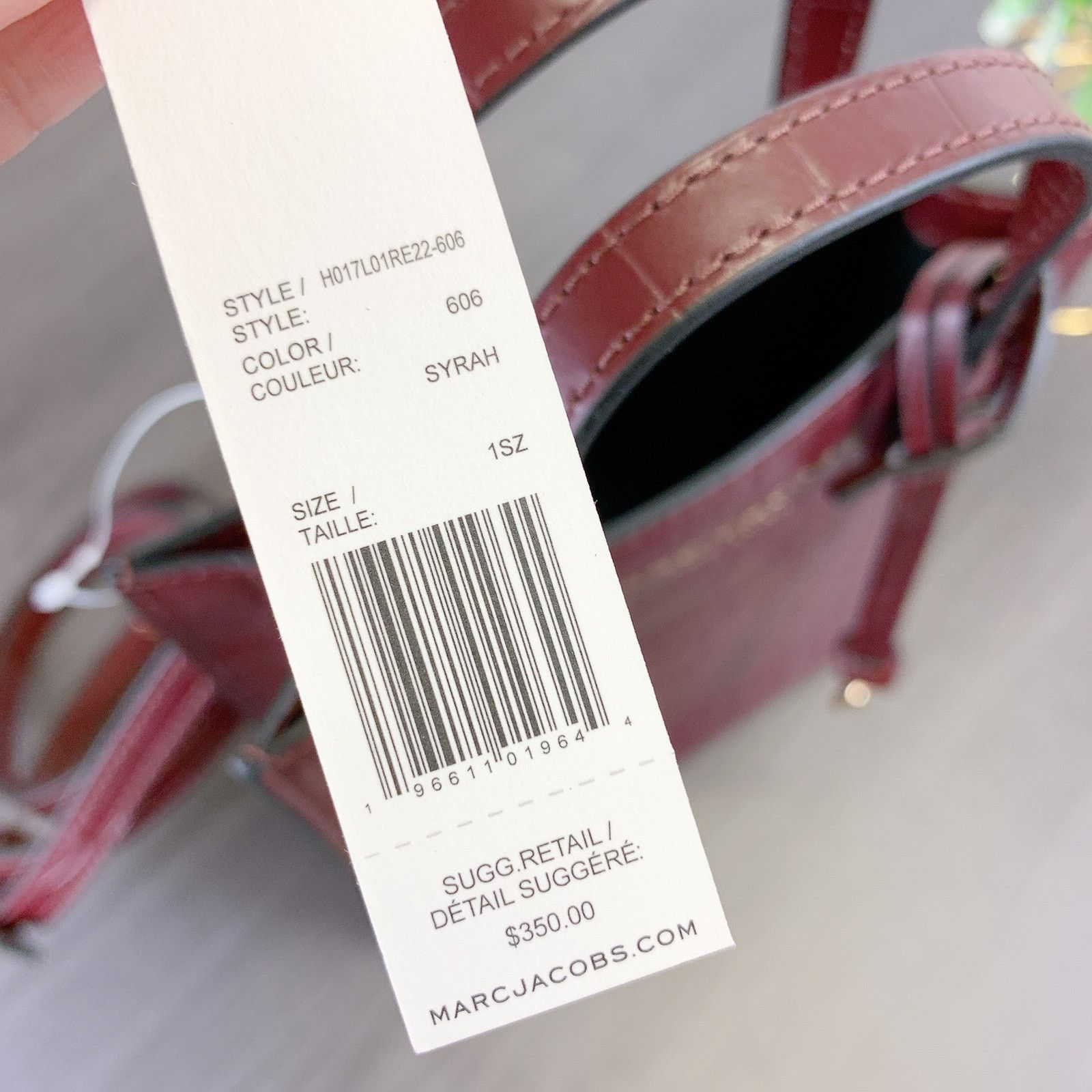 Marc Jacobs Marc Jacobs H017L01RE22-606 Micro Grind Tote Embossed SYRAH Size ONE SIZE - 8 Thumbnail