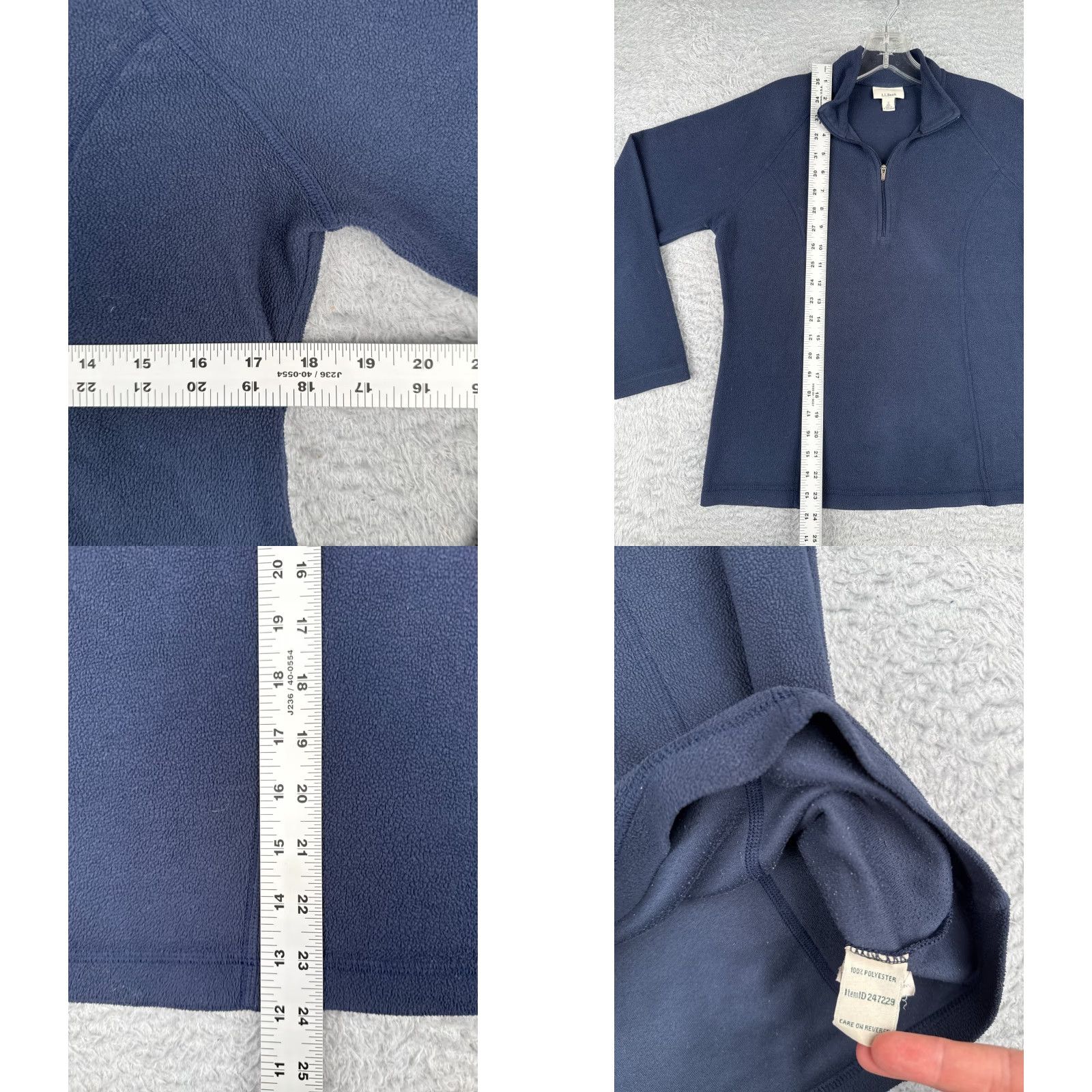Vintage L.L. Bean Sweater Women Small Blue 1/4 Zip Pullover 100% Polyester Fleece Mock Neck Crew Neck Activewear Floral? Size S / US 4 / IT 40 - 8 Thumbnail