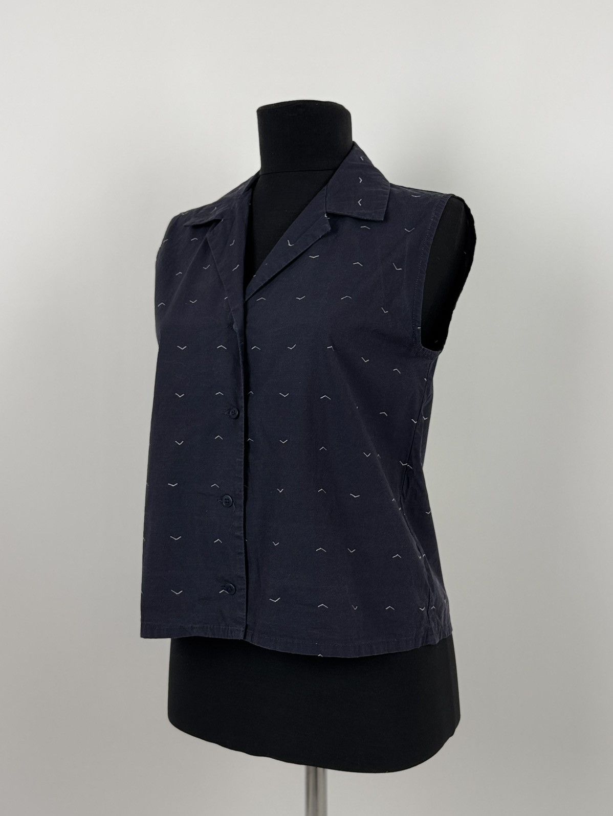 Samuji Samuji Navy Cotton Button Up Sleeveless Shirt Vest Size XS / US 0-2 / IT 36-38 - 1 Thumbnail