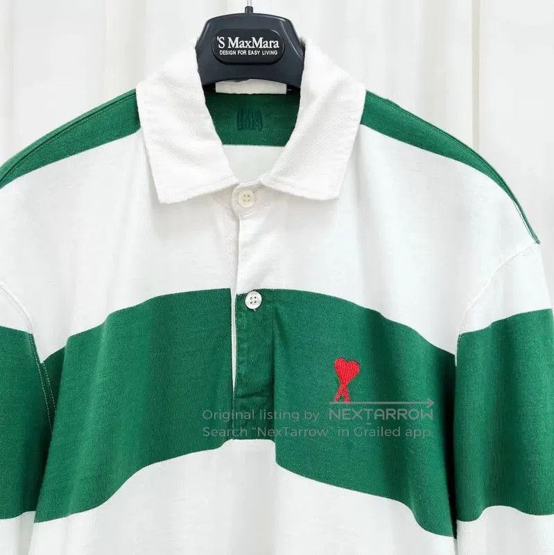 AMI AMI Striped Long Sleeve Polo Shirt for Men . Size US S / EU 44-46 / 1 - 3 Thumbnail