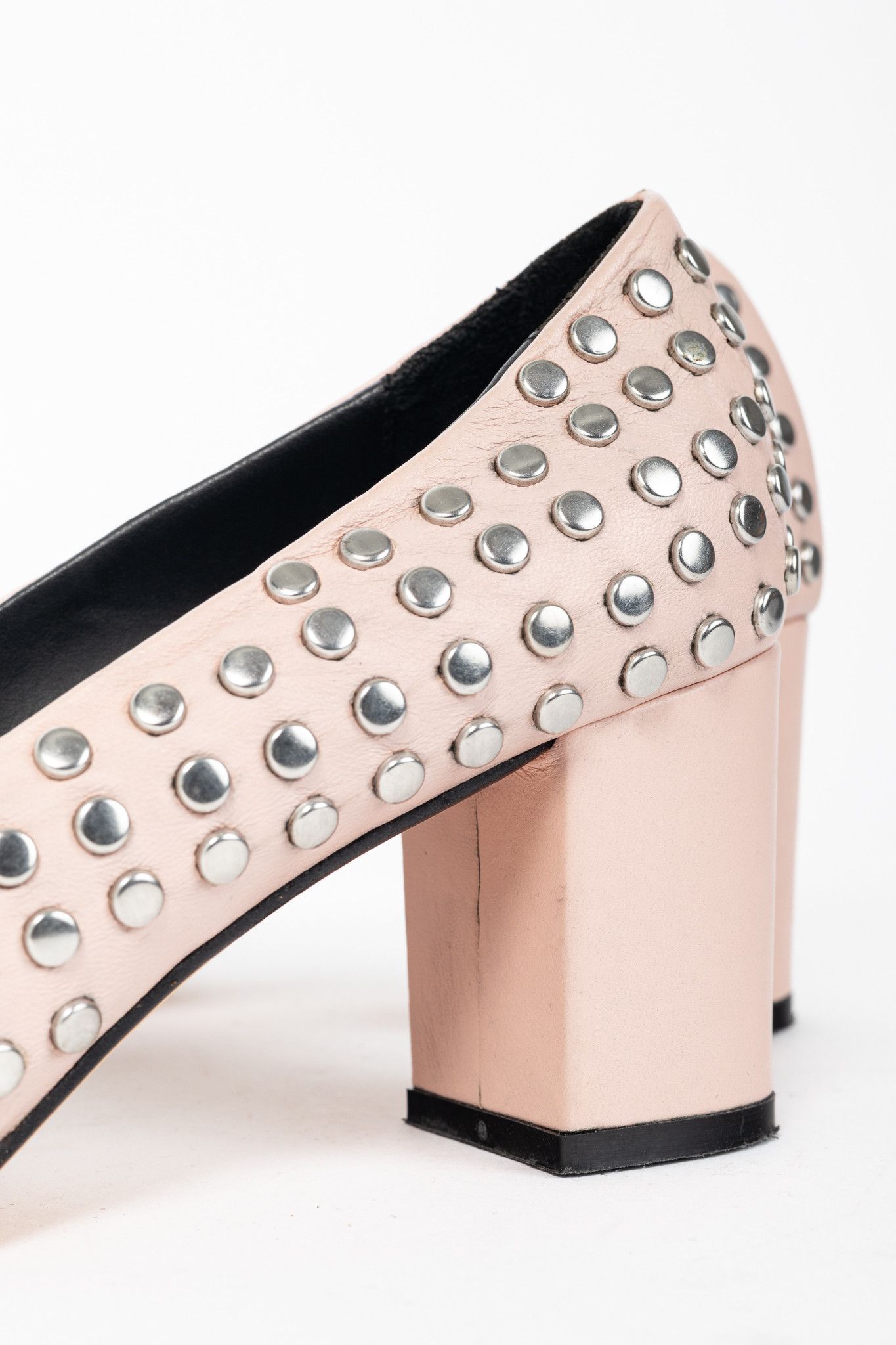 Other collection PRIVEE Pink Studded Leather Block-Heel Pumps Size US 7.5 / IT 37.5 - 8 Thumbnail