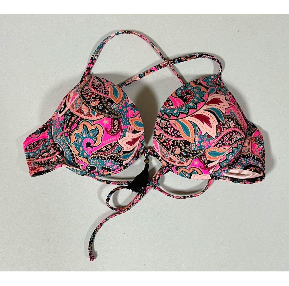 Other Pink Paisley Bikini Top Swimwear Bathing Suit Size 34C 🩷🖤✨ Size M / US 6-8 / IT 42-44 - 2 Thumbnail