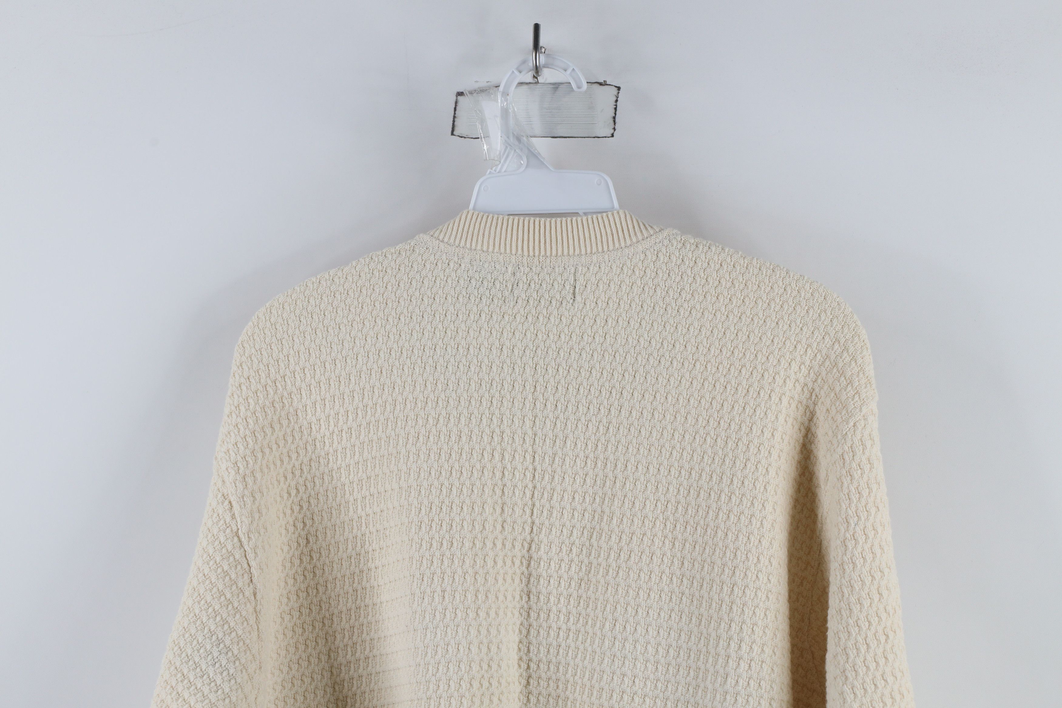 Vintage Vintage 90s Streetwear Cotton Knit Henley Sweater Cream Size US L / EU 52-54 / 3 - 9 Thumbnail