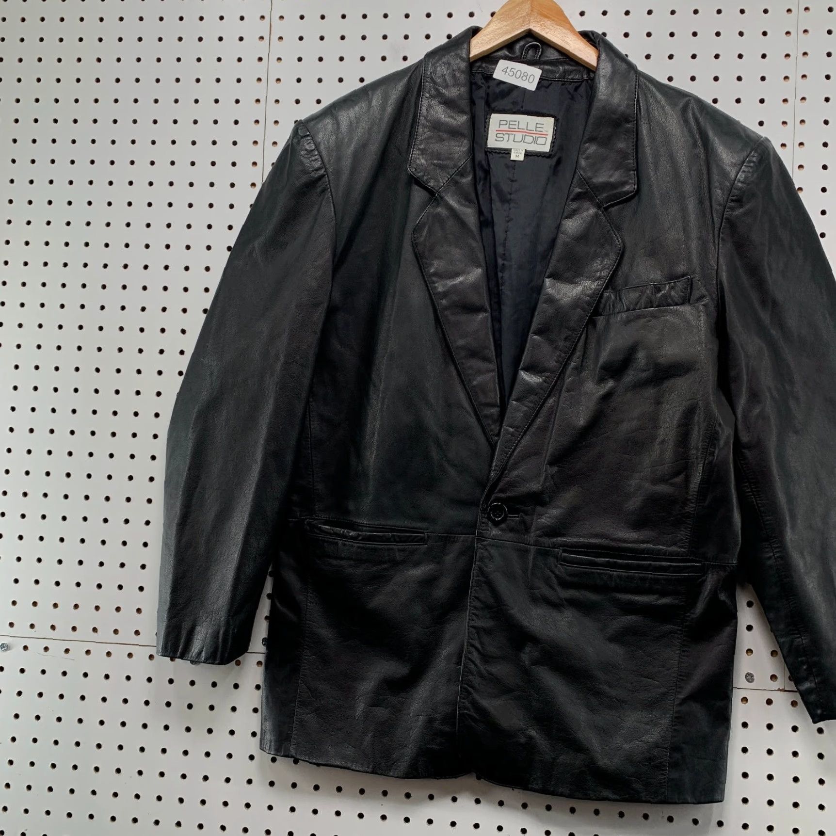 Vintage VINTAGE Pelle Studio Blazer Jacket Womens Medium Black One Button Business Size M / US 6-8 / IT 42-44 - 3 Thumbnail