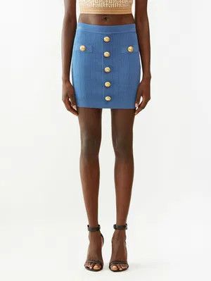 Balmain o1y0625 Mini Skirt in Blue Size 30" / US 8 / IT 44 - 1 Thumbnail