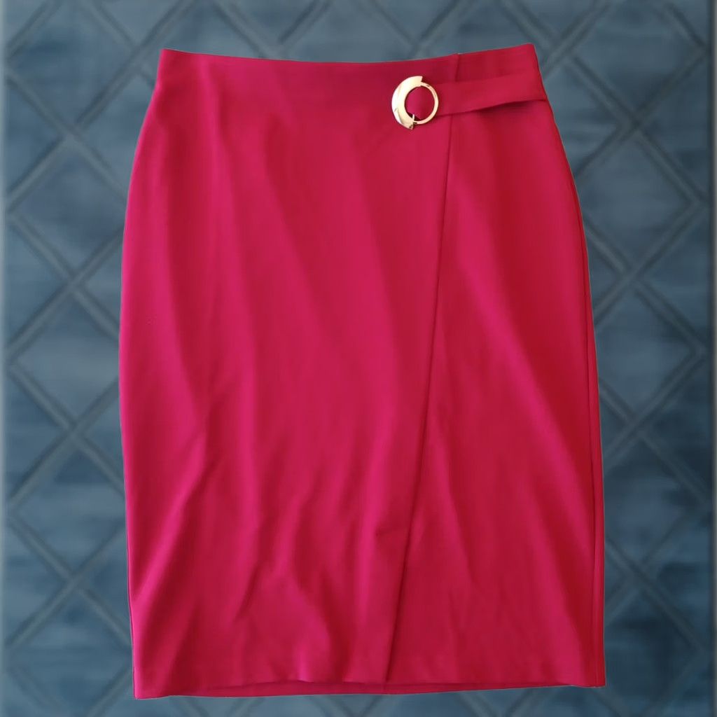 Vintage Nycc Skirt Pencil Knee Length Casual Business Woman Red M Size 32" / US 10 / IT 46 - 1 Thumbnail