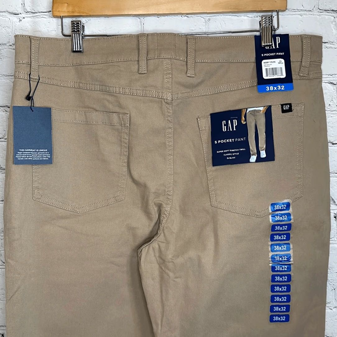 Gap VINTAGE Gap Men’s 5 Pocket Khaki Pants Slim Fit 38x32 Tan Khakis Mens Regular Inseam 32 NEW Size US 38 / EU 54 - 3 Thumbnail