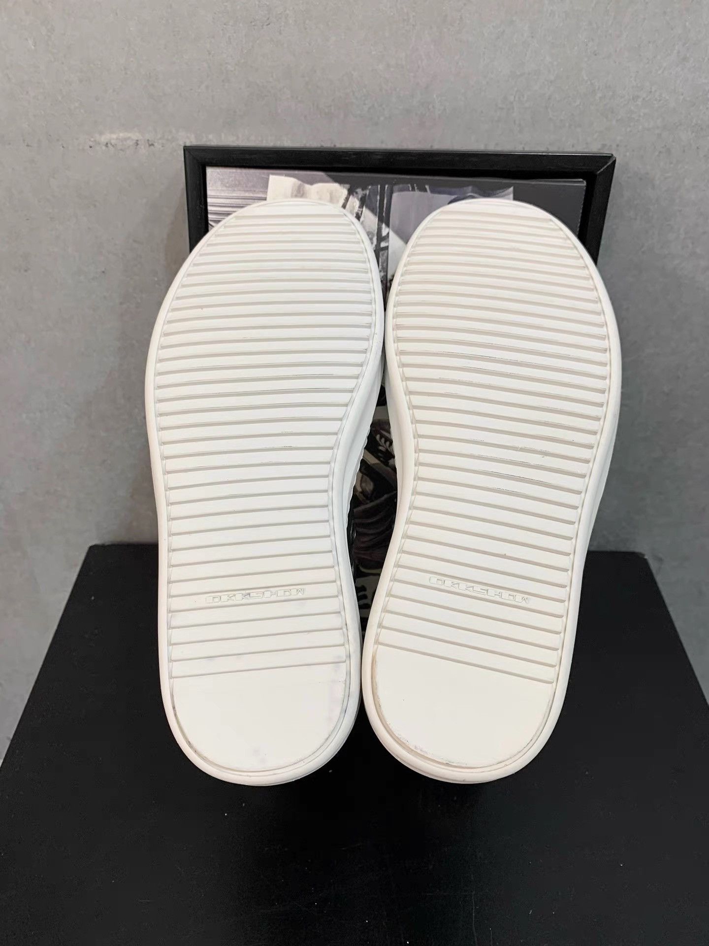 Rick Owens Rick Owens DRKSHDW Black & White Waxed High-Top Sneakers K34 Size US 6.5 / IT 36.5 - 8 Thumbnail