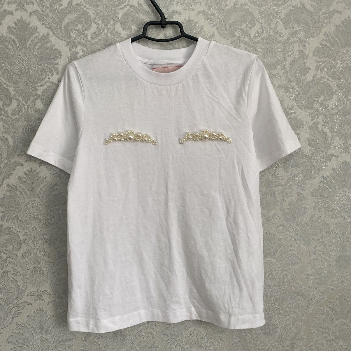 Band Tees SIMONE ROCHA X H&M WHITE COTTON APPLIQUE PEARL BEADED Size S / US 4 / IT 40 - 1 Thumbnail