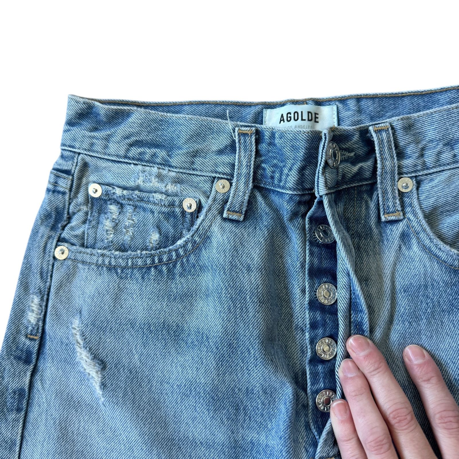 Agolde AGOLDE 90's Mid Rise Loose Jeans Fall Out Distressed Size 24" / US 00 / IT 34 - 4 Thumbnail