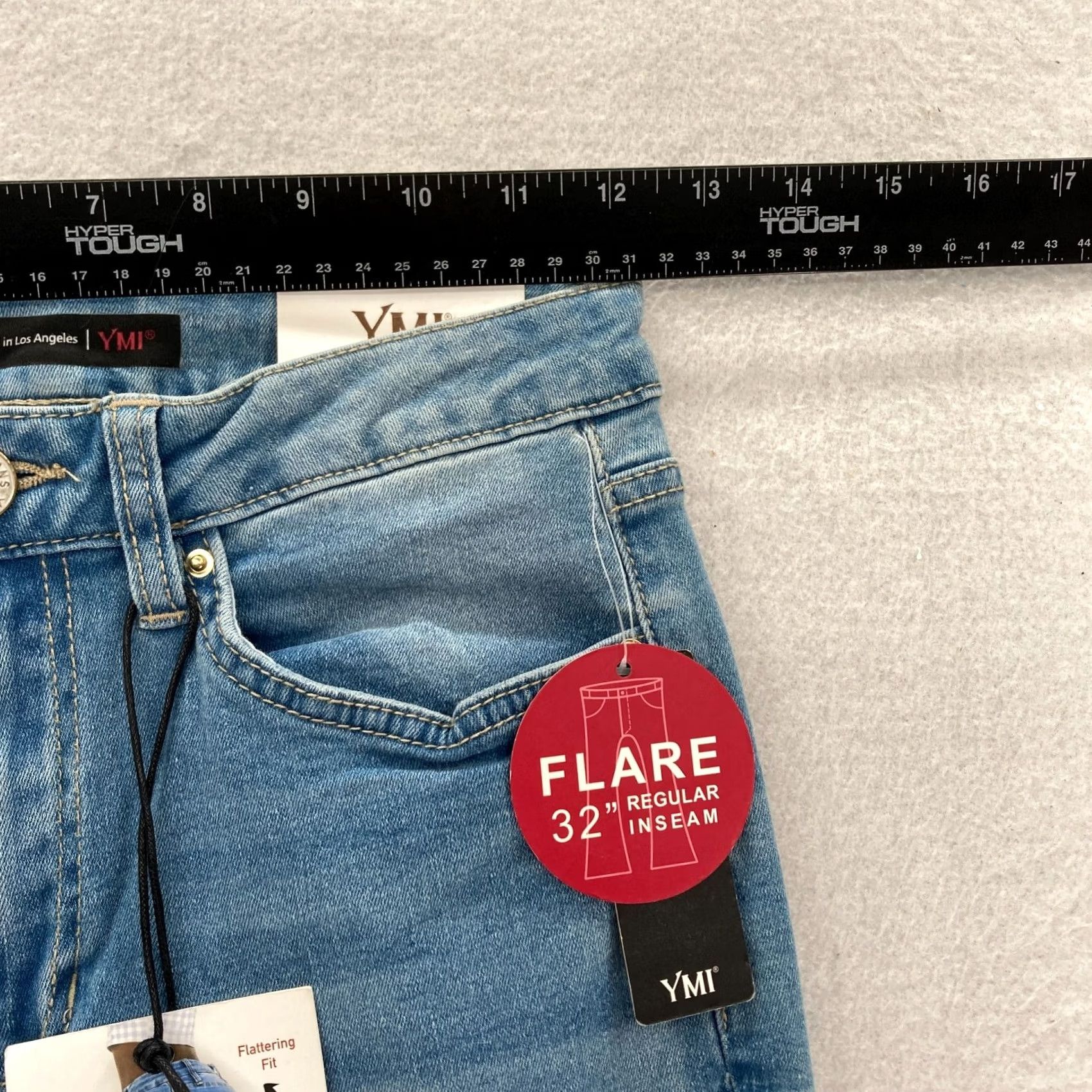 Vintage YMI Jeans Women's Flared Leg High Rise Medium Wash Blue Denim Distressed 7/28 Jeans Womens Size 28 (Regular) Blue Cotton Polyester Denim Size 28" / US 6 / IT 42 - 7 Thumbnail