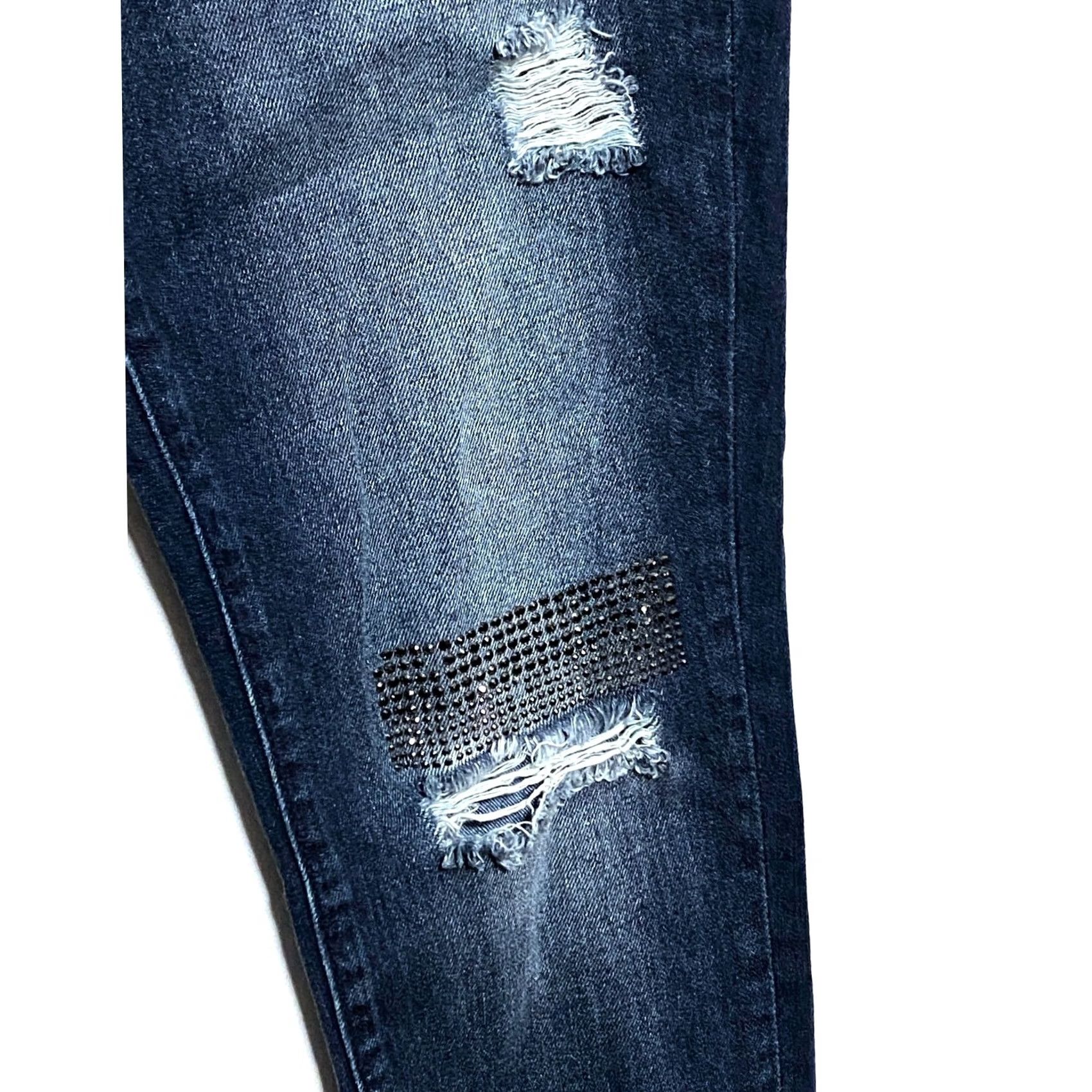 Juicy Couture Juicy Couture Jeans Womens 6 Blue Stretch Studded Rhinestones Distressed Ripped Size 28" / US 6 / IT 42 - 3 Thumbnail