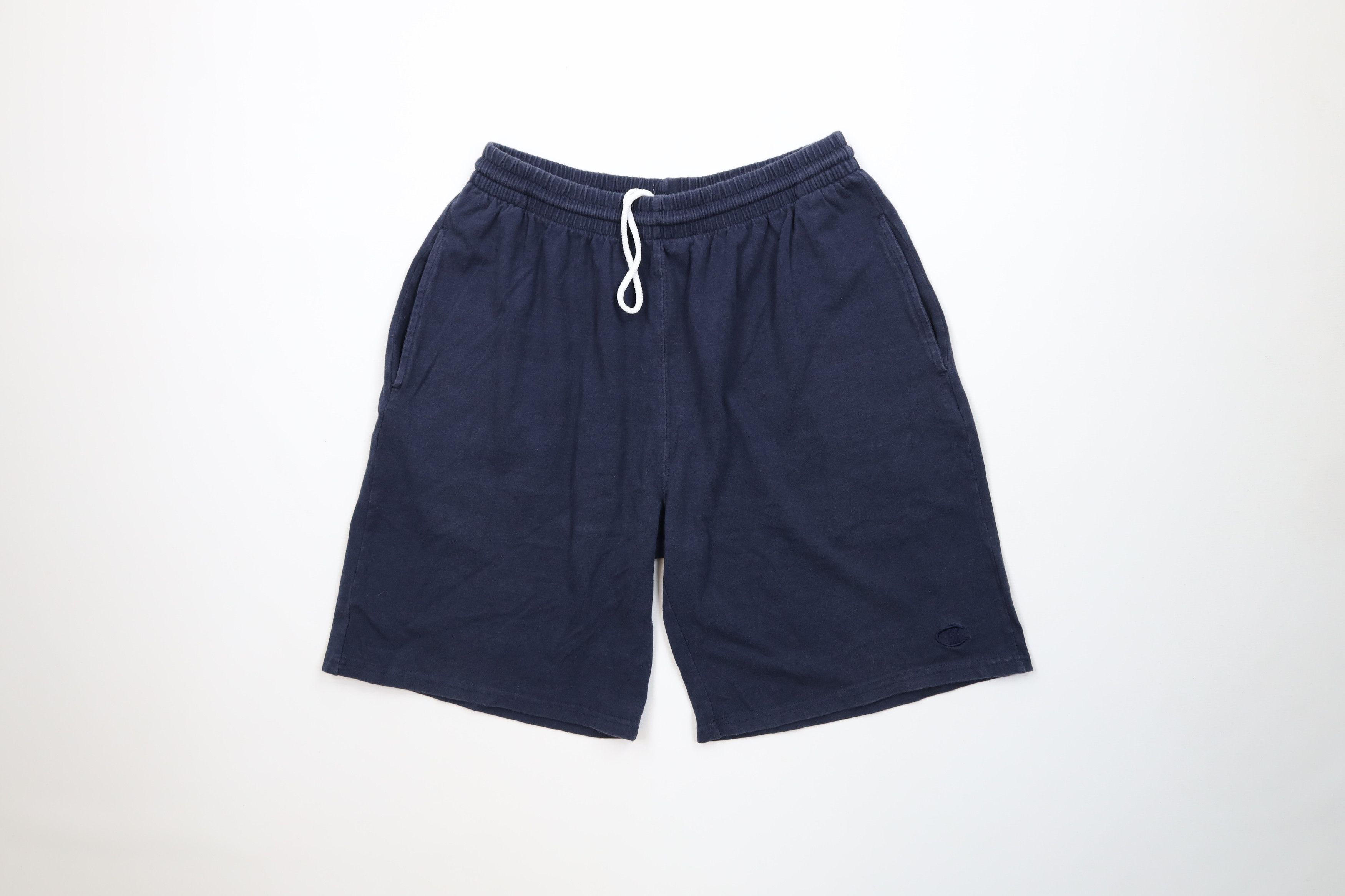 Champion Vintage 90s Champion Monochrome Above Knee Shorts Navy Blue Size US 32 / EU 48 - 1 Thumbnail