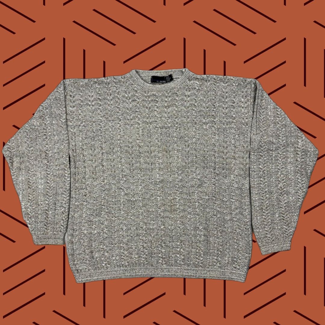 Bill Blass VINTAGE Bill Blass USA Men's Gray Long Sleeve Waffle Knit Crewneck Sweater Fall Winter Casual Formal Size US L / EU 52-54 / 3 - 1 Thumbnail