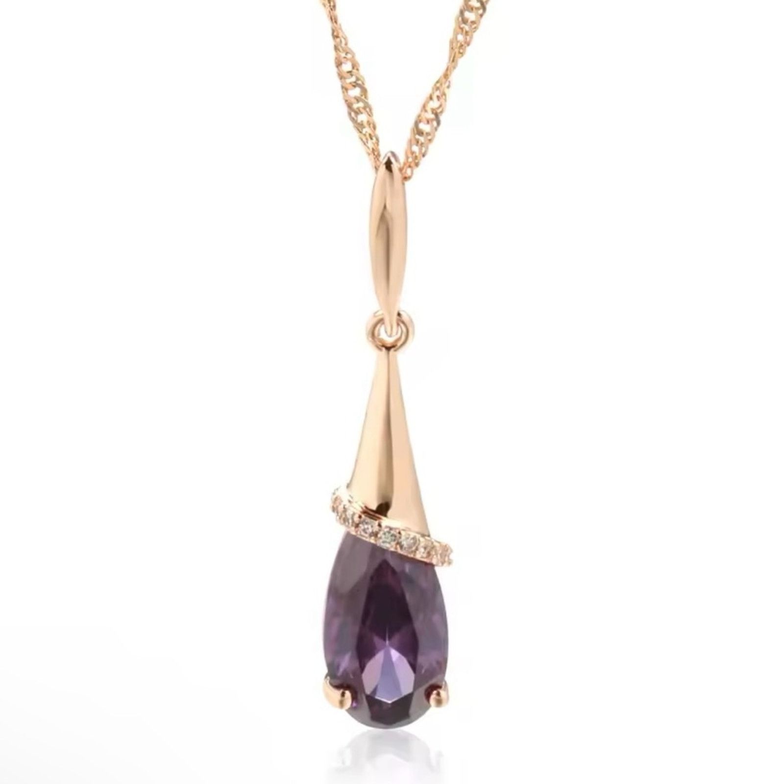 Other 585 Rose Gold Color Pendant Necklace for Women Water Drop Size ONE SIZE - 6 Thumbnail