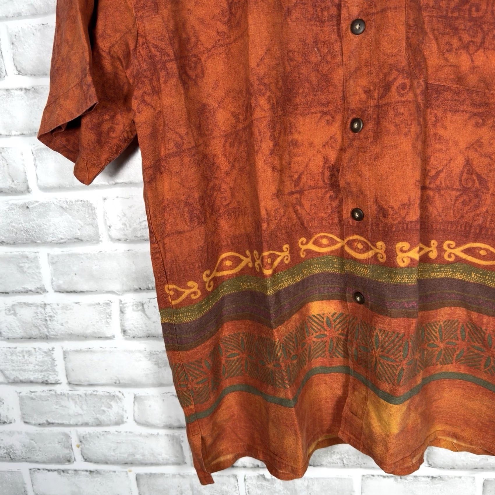 The Territory Ahead Territory Ahead Shirt Lyocell Blend Orange Hawaiian Style Mens XL Button-Up Short Sleeve Size US XL / EU 56 / 4 - 3 Thumbnail