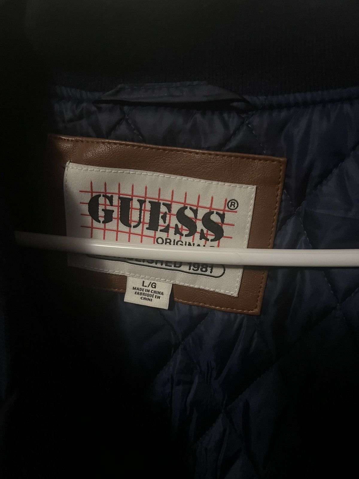 Guess Guess Bomber Jacket Navy Blue/Brown Bomber Size US L / EU 52-54 / 3 - 5 Thumbnail
