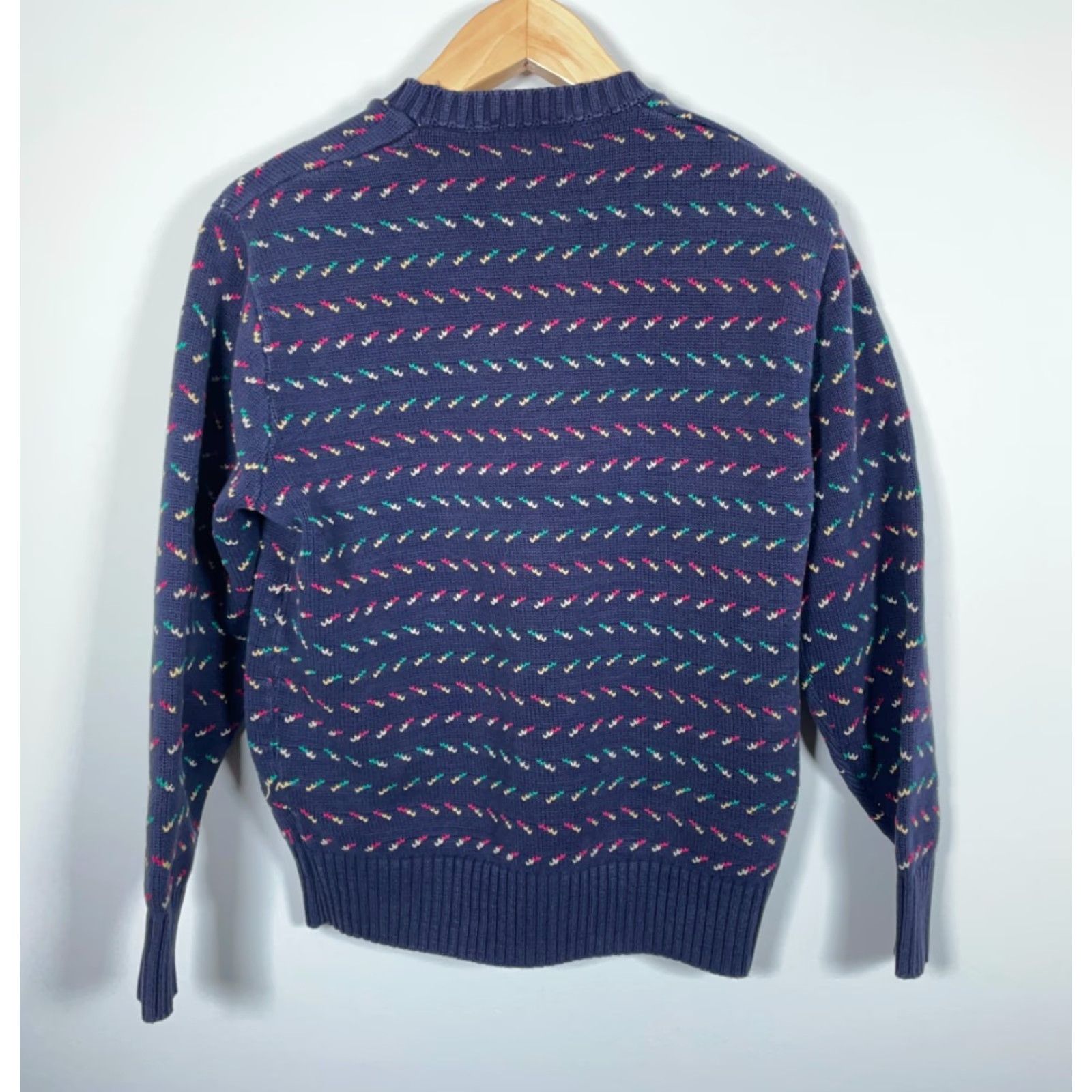 Vintage Vintage Yes Lord Jeff 80s Sweater Adult Large XL Tag Dark Blue Geometric Pattern Cotton Size US L / EU 52-54 / 3 - 2 Thumbnail